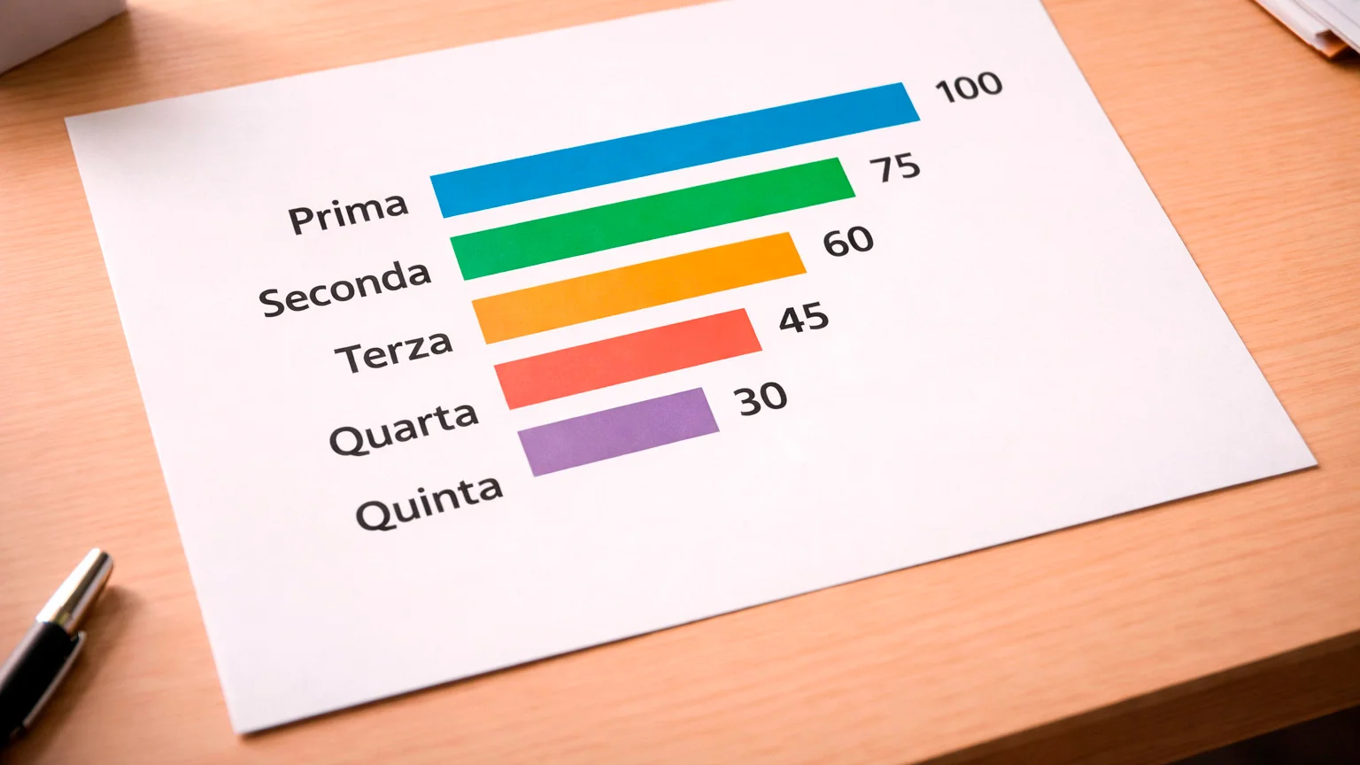 Grafico comparativo semplice con barre colorate su sfondo pulito
