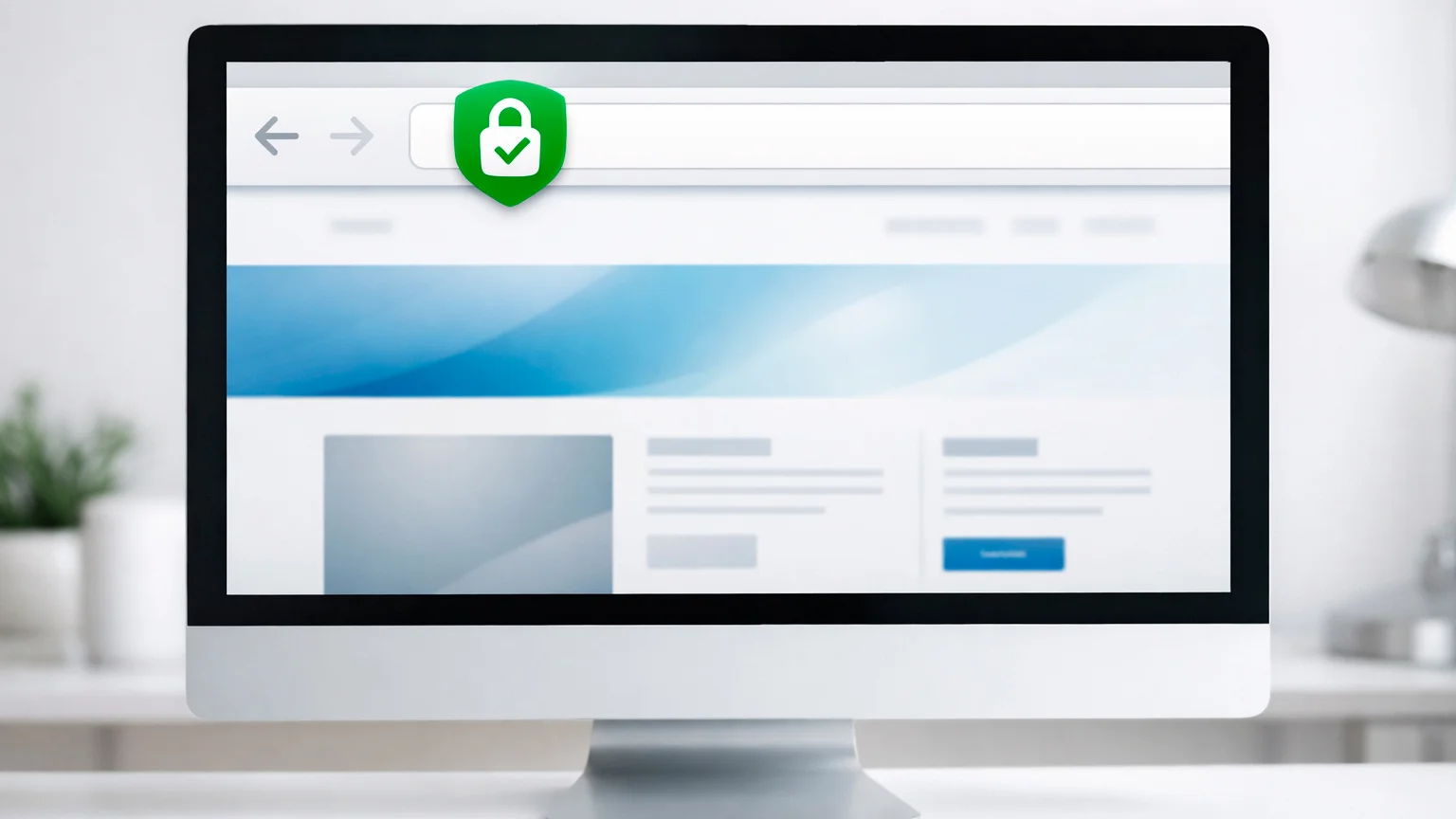 Lucchetto digitale con icona di spunta verde su schermo computer