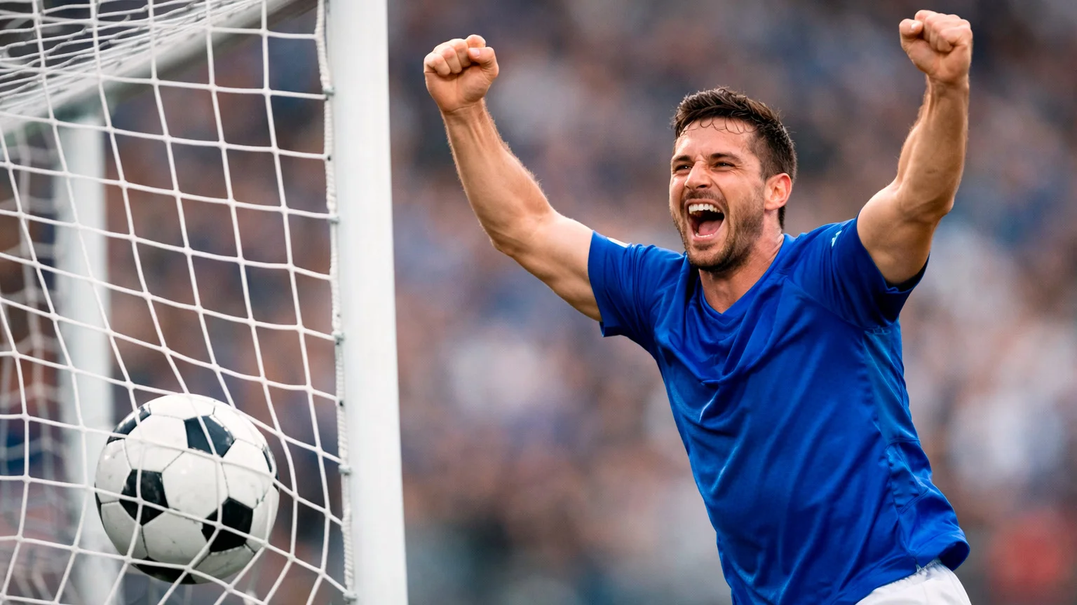 Calciatore segna un gol durante una partita di Serie A