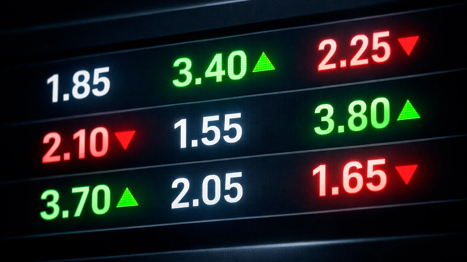 Quote live che cambiano su schermo durante partita di calcio